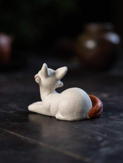 Gohobi Handmade Ceramic YiXing Clay Fox Ornament Tea pet