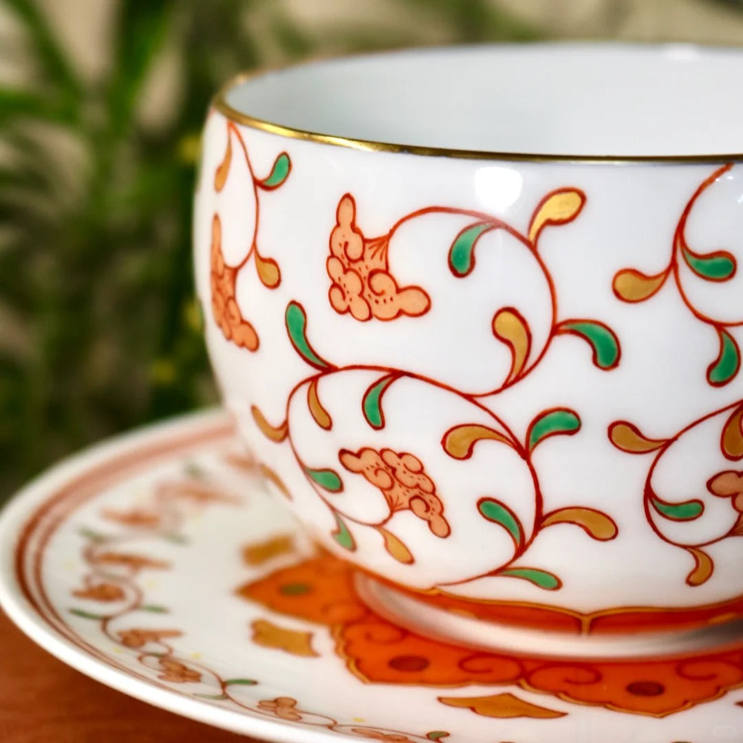 [Qinghetang x Gohobi Gallery] Hand-painted Ganoderma Lucidum Pattern Egg Shape Coffee Cup Tea Cup