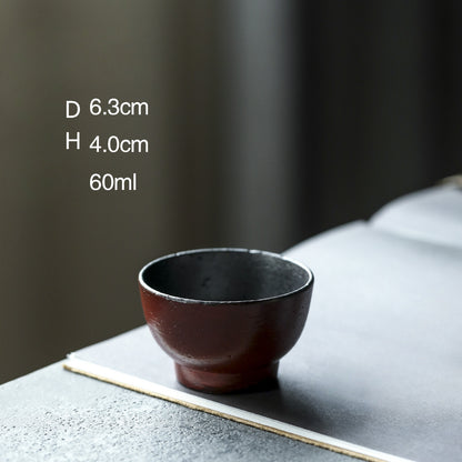 Gohobi Handmade Forbidden City Red Ceramic Tea Cup (Round 60ml version)