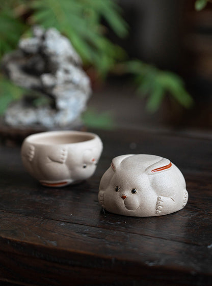 Gohobi Handmade Ceramic Rabbit Shape Tea Cup