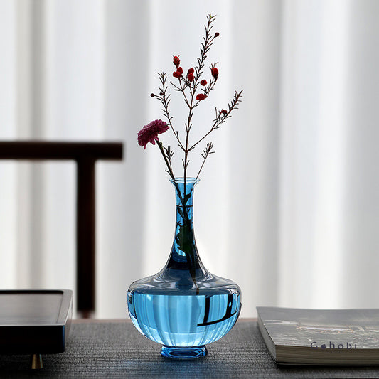 Grand vase en verre bleu classique Gohobi