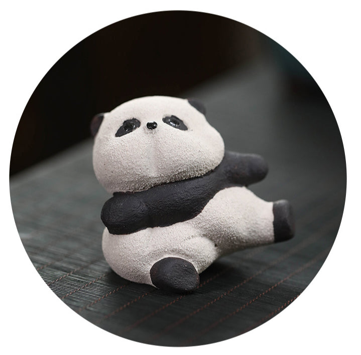 Gohobi Handmade Ceramic YiXing Clay Gongfu Panda Ornament Tea pet