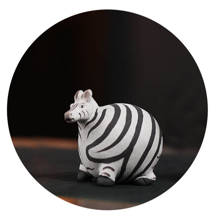 Gohobi Handmade Ceramic YiXing Clay Zebra Ornament Tea pet