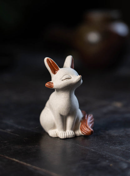 Gohobi Handmade Ceramic YiXing Clay Fox Ornament Tea pet