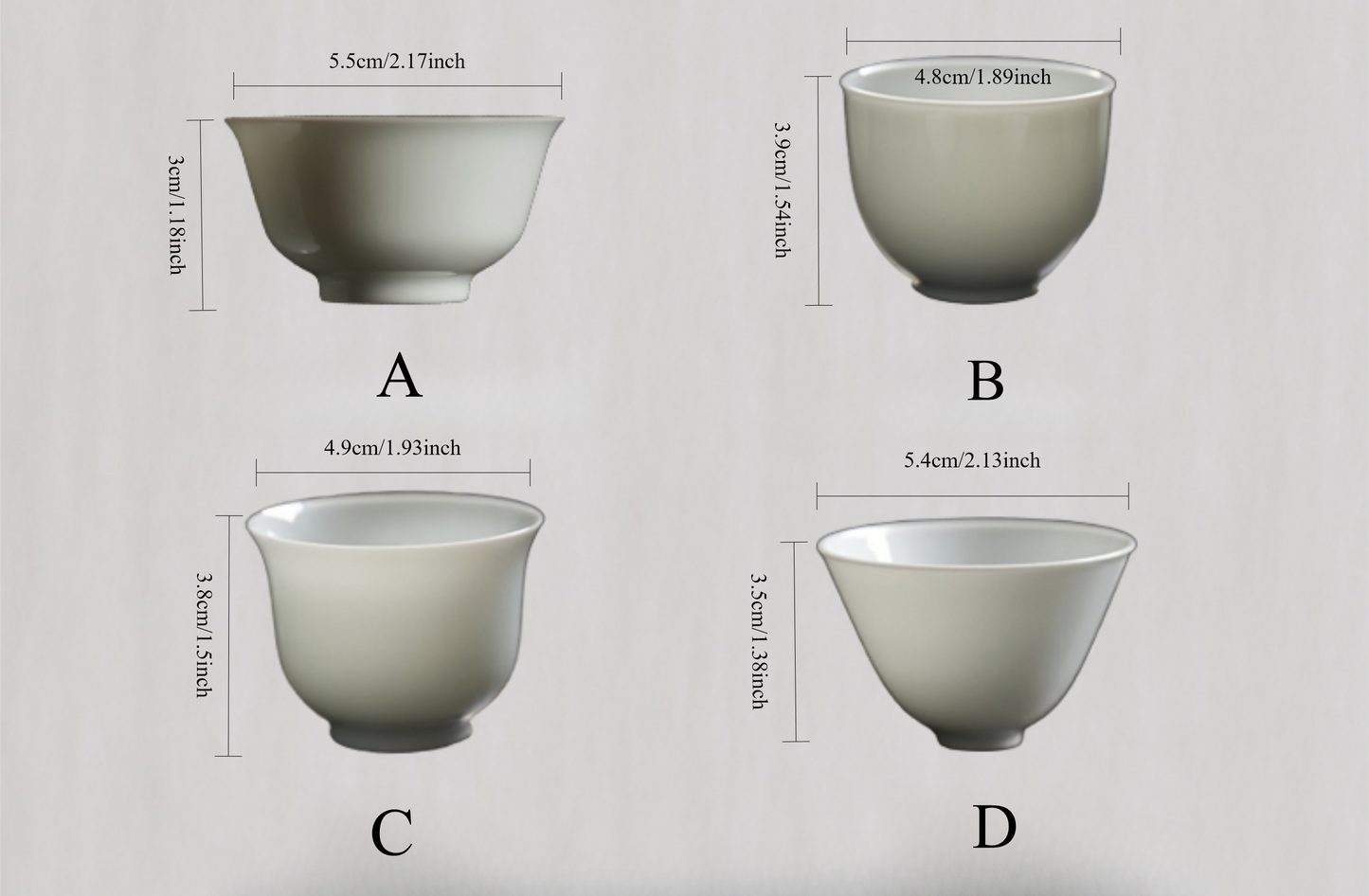 [賦山敘 x Gohobi] A Set of 3 Jingdezhen Jade White Standard Testing Cups 35ml