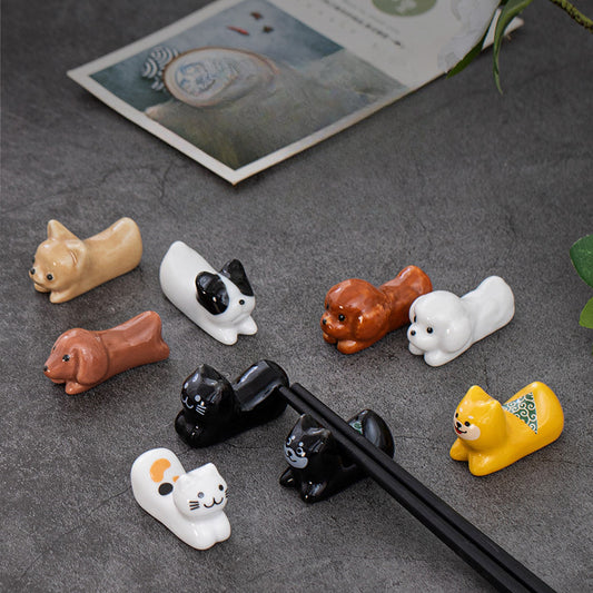 Merchandise ZAKKA Ceramic Chopstick Holder, Japanese Animal Flower Pet, Cute Ceramic Crafts Car Ornament, Gifts