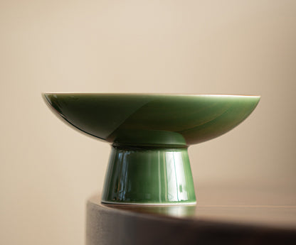 Gohobi Traditional Japanese Grey and Green Glazed Fruit Nuts Plate