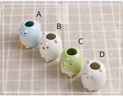 Gohobi Handmade Ceramic Cute Animals Stand Ornament