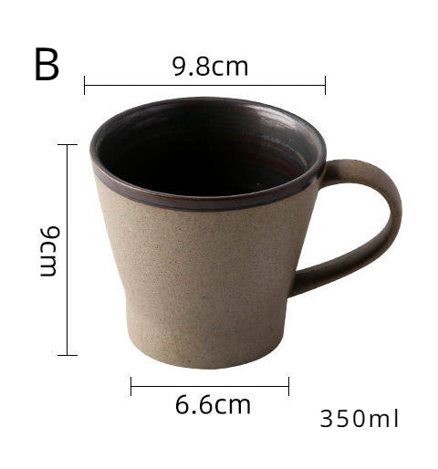 Tasse à café et soucoupe en grès noir et marron faites à la main par Gohobi