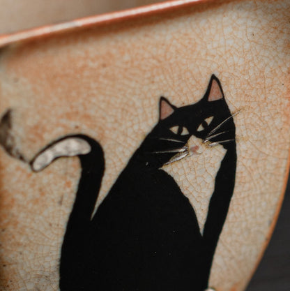 Gohobi Handmade Black Ink Hand-painted Cat Pitcher 002