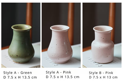 Gohobi Classic Handmade Ceramic Pink Emerald Vase