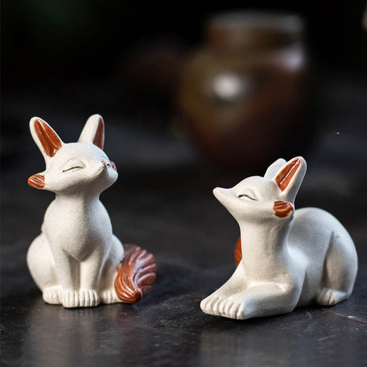 Gohobi Handmade Ceramic YiXing Clay Fox Ornament Tea pet