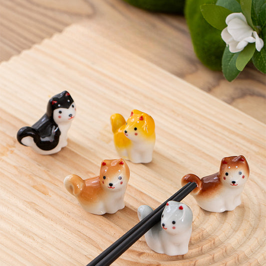 Repose-baguettes décoratif en céramique fait main Gohobi Shiba Inu