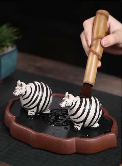 Gohobi Handmade Ceramic YiXing Clay Zebra Ornament Tea pet