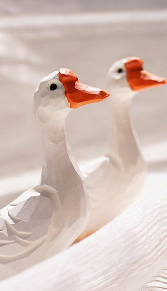 Gohobi Handcrafted Wooden White Duck Ornament