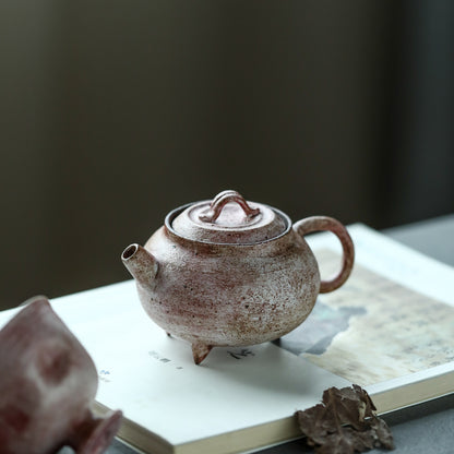 Gohobi Handmade Wooden-fired Pink Paint Teapot