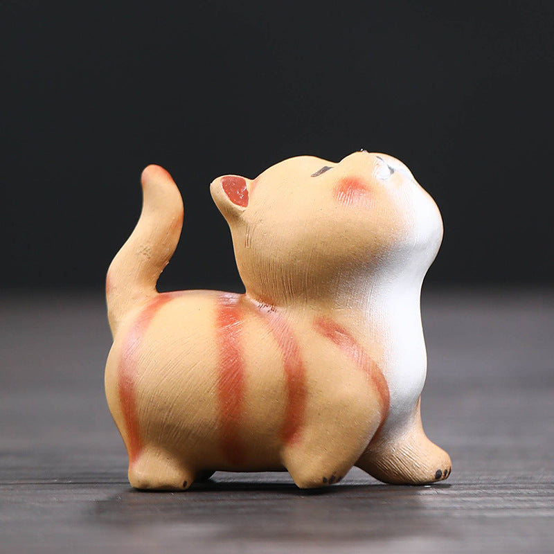 Gohobi Handmade Ceramic YiXing Clay Cat Ornament Tea pet