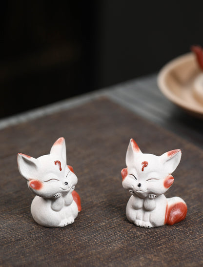 Gohobi Handmade Ceramic YiXing Clay Fox Ornament Tea pet