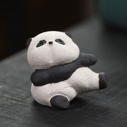 Gohobi Handmade Ceramic YiXing Clay Gongfu Panda Ornament Tea pet