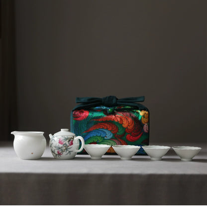 Gohobi Large Colourful Silk Teaware Storage Travel Bag