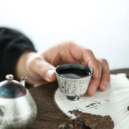 Gohobi Tasse à thé en céramique faite à la main en argent forgé