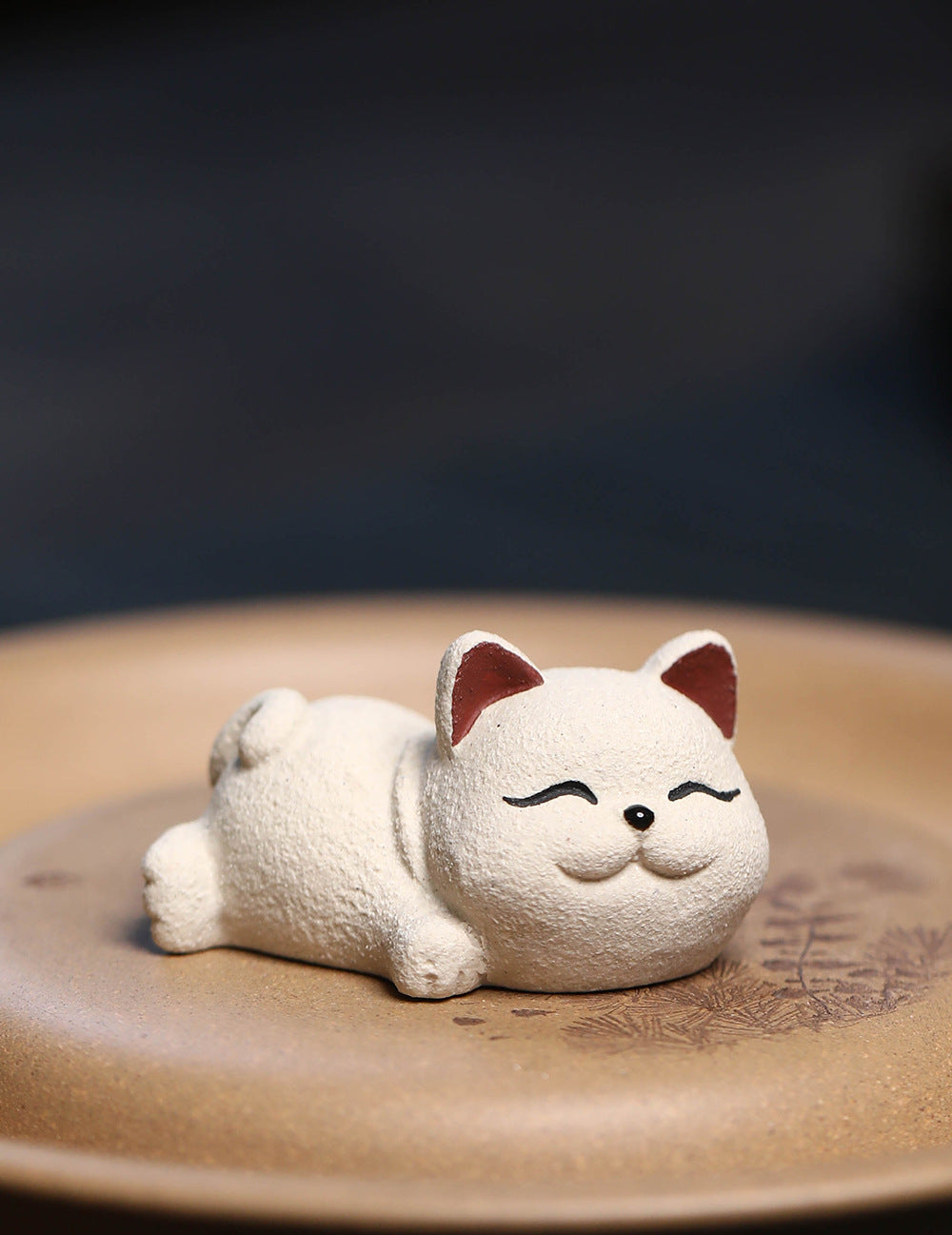 Gohobi Handmade Ceramic YiXing Clay Lucky Cat Ornament Tea pet