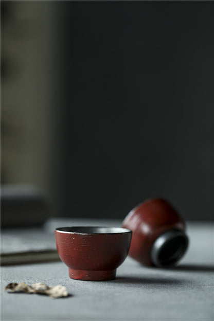 Gohobi Handmade Forbidden City Red Ceramic Tea Cup (Round 60ml version)