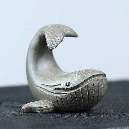 Gohobi Handmade Ceramic YiXing Clay Whale Ornament Tea pet