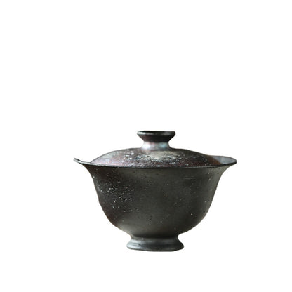 Gohobi Handmade Silver Snowflake Black Gaiwan