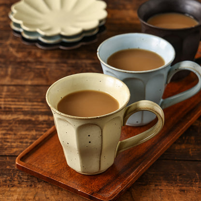 Gohobi Handmade Tall Stoneware Coffee Mug and Saucer Set