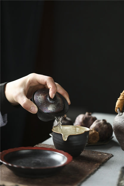 Gohobi Handmade Silver Snowflake Black Gaiwan