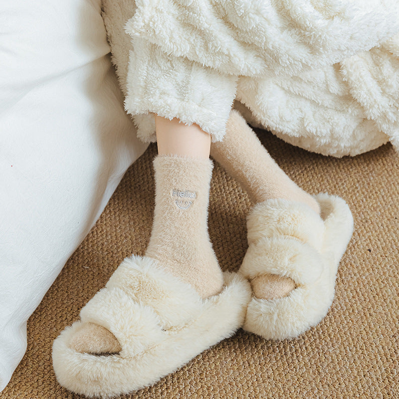 Gohobi Hello Smiling Mink Fleece Socks