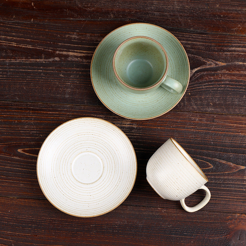 Gohobi Handmade Vintage Japanese Stoneware Coffee Mug and Saucer Set