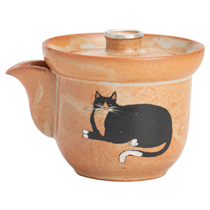 Théière en porcelaine Gohobi peinte à la main en forme de chat Gaiwan 002 Hohin