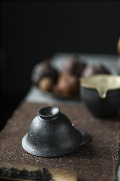 Gohobi Handmade Silver Snowflake Black Gaiwan