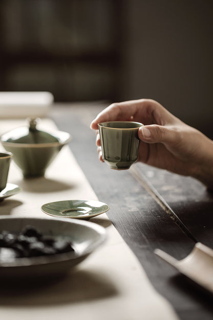 Gohobi Handmade Green Tea Cup and Saucer