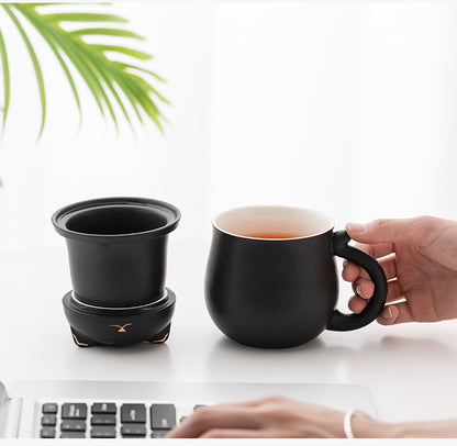 Gohobi Lucky Black & White Cat Tea Cup With Infuser