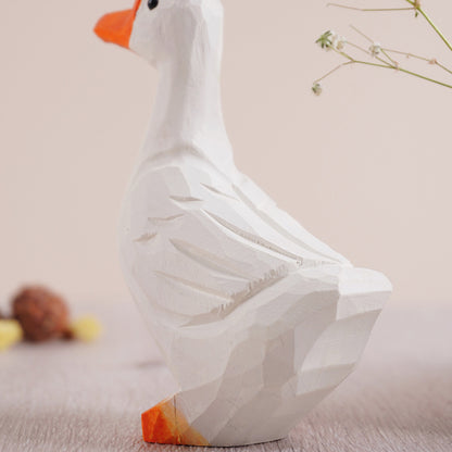 Gohobi Handcrafted Wooden White Duck Ornament