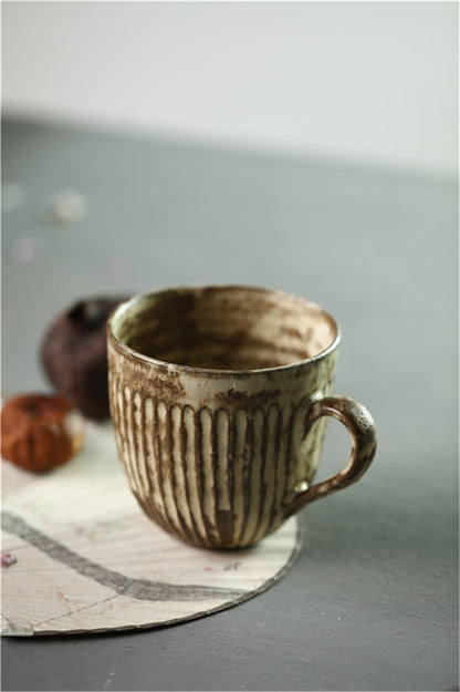 Gohobi Handmade White Brown Ceramic Coffee Cup Mug