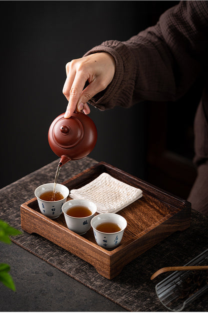 Gohobi Square Walnut Wooden Serving Tray Teapot Tray