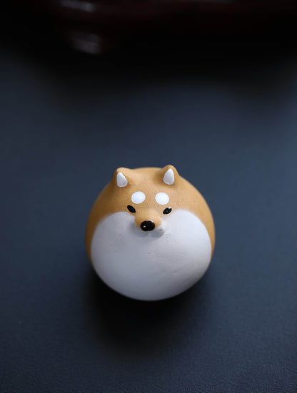 Gohobi Handmade Ceramic YiXing Clay Shiba Inu Dog Ornament Tea pet