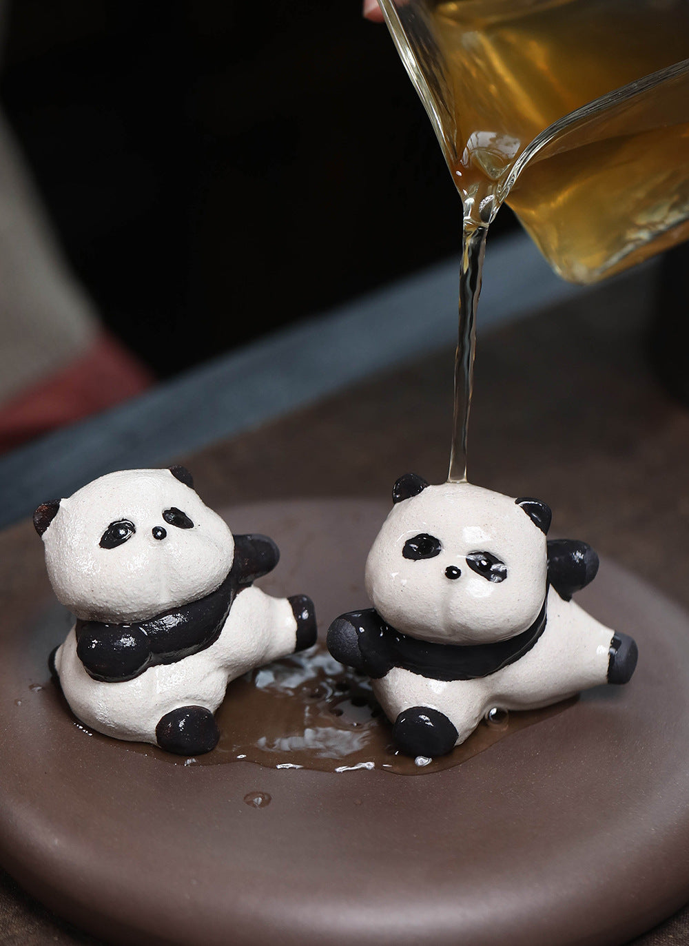 Gohobi Handmade Ceramic YiXing Clay Gongfu Panda Ornament Tea pet