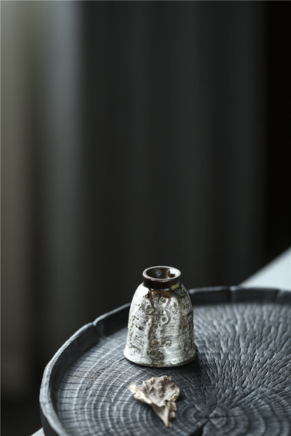 Tasse à thé en céramique argentée faite à la main Gohobi cuite au feu de bois