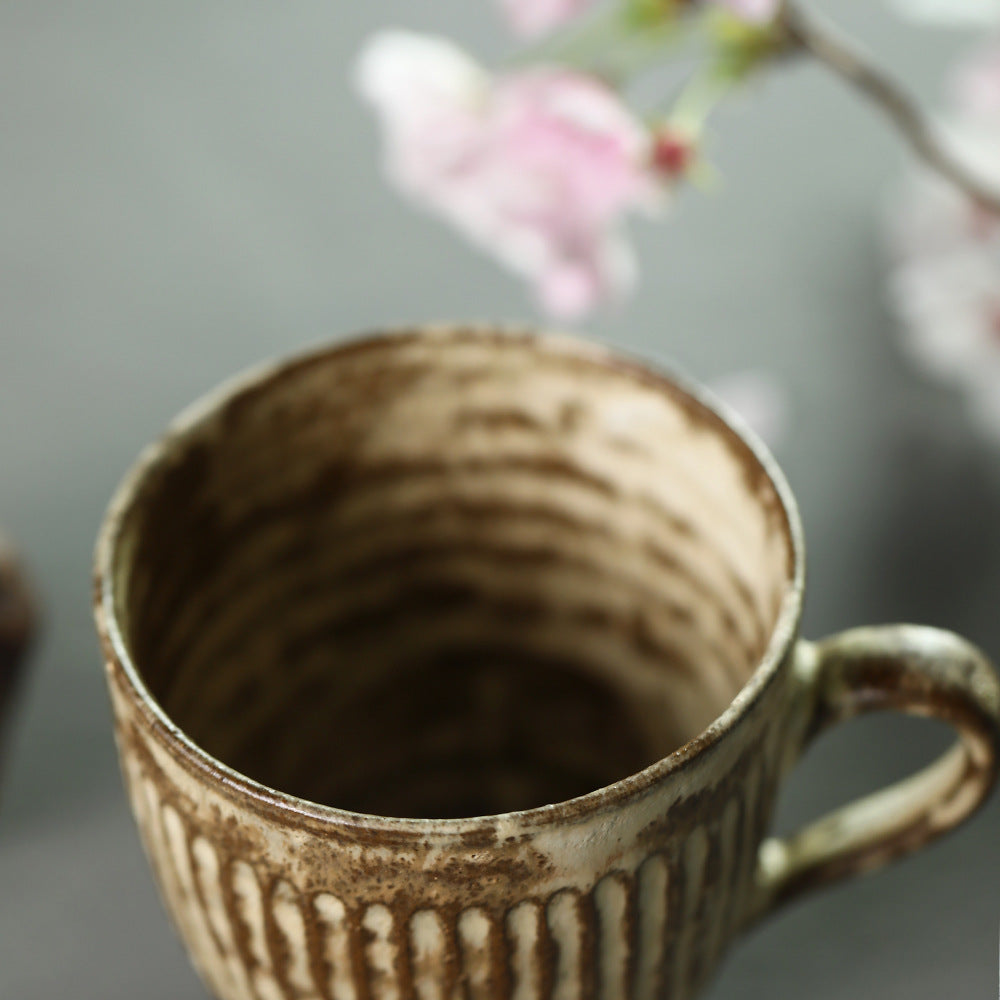 Gohobi Handmade White Brown Ceramic Coffee Cup Mug