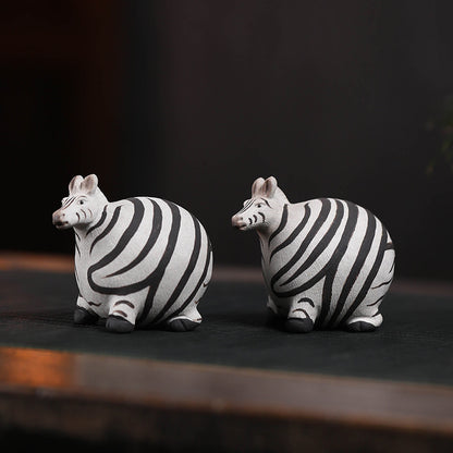 Gohobi Handmade Ceramic YiXing Clay Zebra Ornament Tea pet