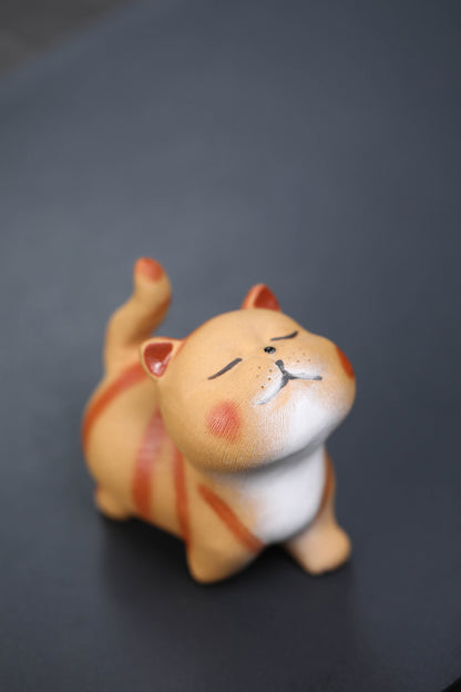 Gohobi Handmade Ceramic YiXing Clay Cat Ornament Tea pet