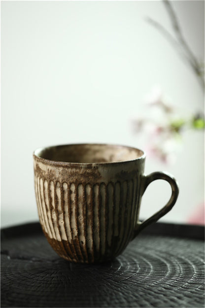 Gohobi Handmade White Brown Ceramic Coffee Cup Mug