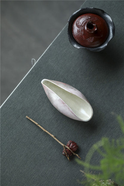 Cuillère à thé en céramique Gongfu de Gohobi rose et argent