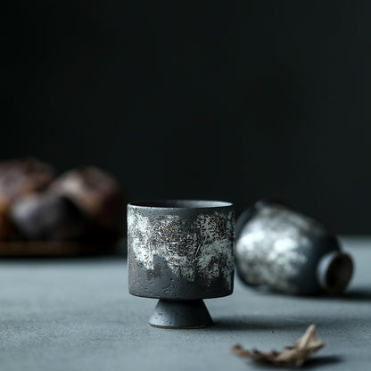 Gohobi Handmade Ceramic Silver Brushing Tea Cup