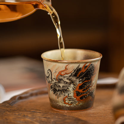 Gohobi Hand-painted Ink Dragon Ceramic Tea Cup